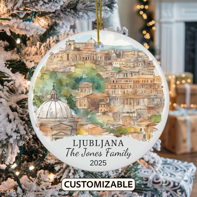 Personlig Ljubljana Ornament, Slovenien Gift Julgransprydnad Keramik (Skapare uppladdad)