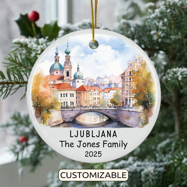 Personlig Ljubljana Ornament, Slovenien Julgransprydnad Keramik (Skapare uppladdad)