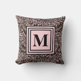Personlig Ljus rosa Monogram Larkspur Foliage Kudde