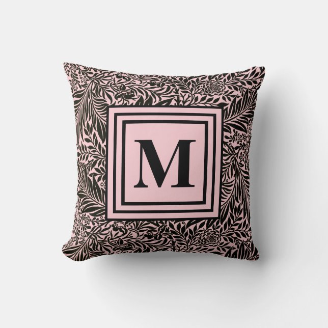 Personlig Ljus rosa Monogram Larkspur Foliage Kudde (Framsida)
