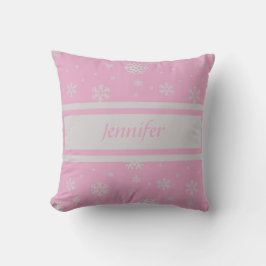 Personlig Ljus rosa snöflingspillow Kudde