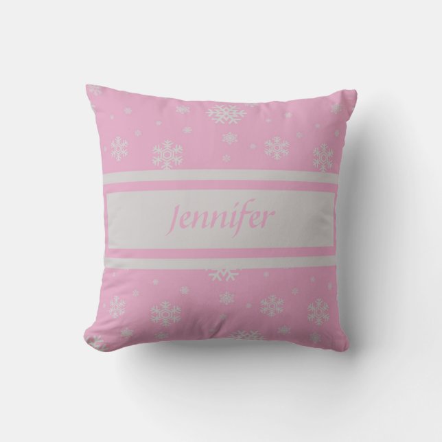 Personlig Ljus rosa snöflingspillow Kudde (Framsida)