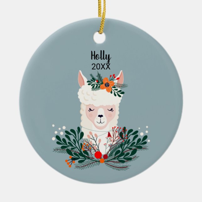 Personlig Llama Ceramic Ornament (Framsidan)