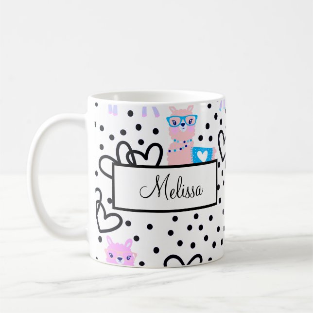 Personlig Llama Two-Tone Coffee Mugg (Vänster)