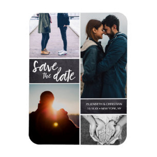 Personlig, Lodrät-skript Spara datumfoto Magnet