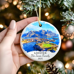 Personlig Lofoten Ornament, Norge Gift Julgransprydnad Keramik