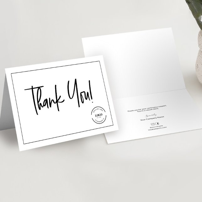 Personlig Logo Klientuppskattning vikt Tack Kort (Professional, minimalist, simple Thank you for your business custom message folded card template.)