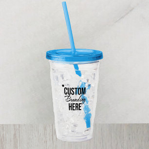 Personlig Logotyp Blue Acrylic Tumbler med straw Take Away Mugg