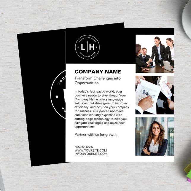 Personlig Logotyp Business Flygblad (Modern Black Personalized Logo Business flyer)