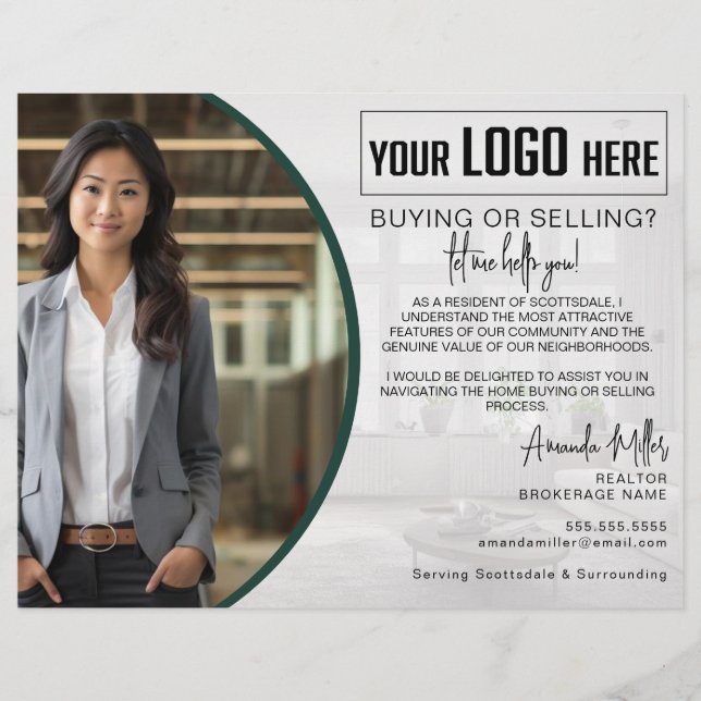 Personlig Logotyp Realtor Broker Real Gods Agent Reklamblad (Framsidan)