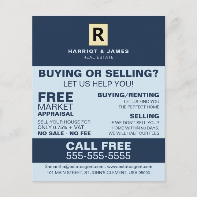 Personlig Logotyp, Realtor, Gods Agent Flyer (Framsidan)