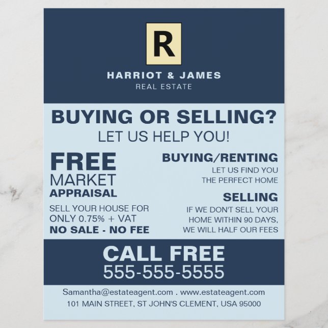 Personlig Logotyp, Realtor, Gods Agent Flyer (Framsidan)