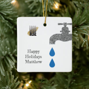 Personlig Logotyp Rum Handyman Builders White Julgransprydnad Keramik