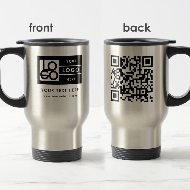 Personlig logotyp Webbplats QR-kod Text Kampanj Resemugg (Personalized Logo Website QR Code Text Promotional Travel Mug)