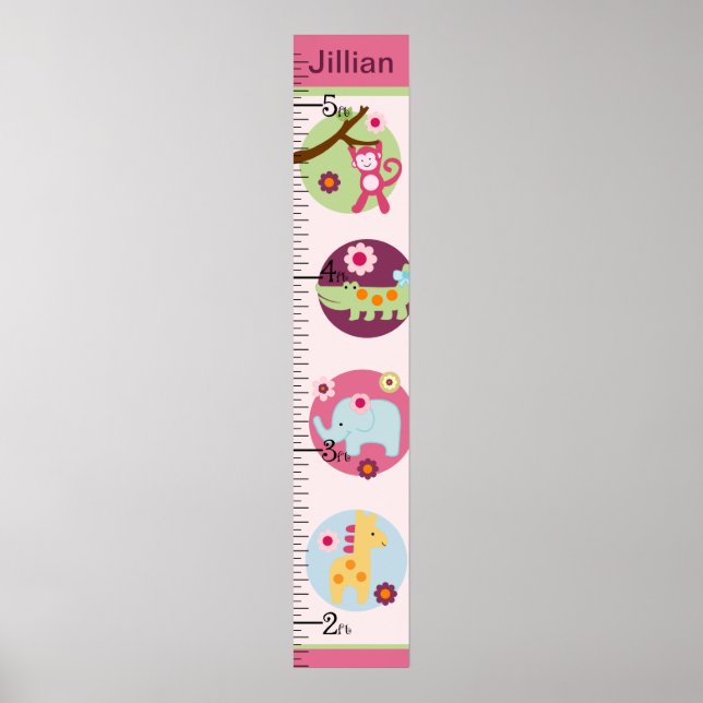 Personlig Lollipop Jungle/Animals Growth Chart Poster (Framsidan)