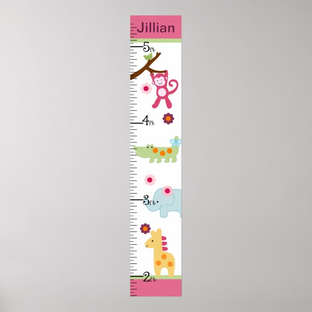 Personlig Lollipop Jungle/Animals Growth Chart Poster (Framsidan)