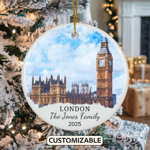 Personlig London Ornament, England Julgransprydnad Keramik