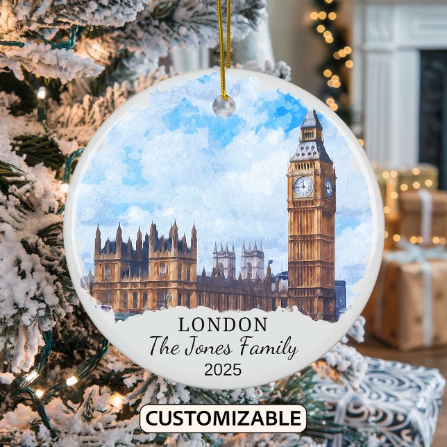 Personlig London Ornament, England Julgransprydnad Keramik (Skapare uppladdad)