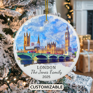 Personlig London Ornament, England Julgransprydnad Keramik