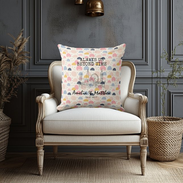 Personlig London Skyline med Rainbow Geometric Kudde (Skapare uppladdad)