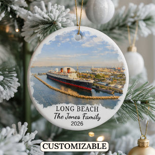 Personlig Long Beach-ornament Anpassad Kalifornien Julgransprydnad Keramik