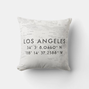 Personlig Los Angeles Karta  Grått och vit Kudde