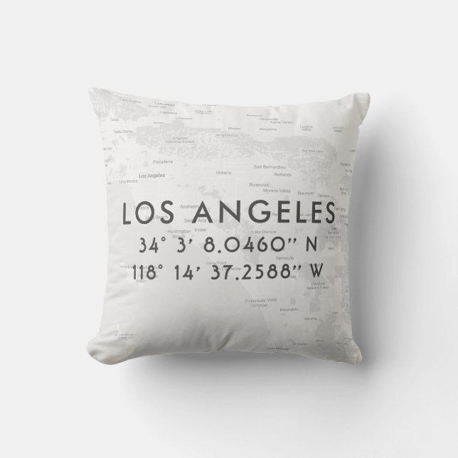 Personlig Los Angeles Karta | Grått & vit Kudde (Framsida)