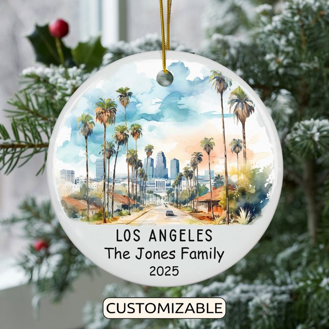 Personlig Los Angeles Ornament, Kalifornien Julgransprydnad Keramik (Skapare uppladdad)