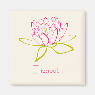 Personlig. Lotus Flower/Vatten Lily Teckning Magnet