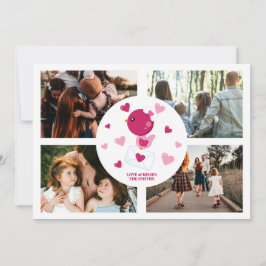 Personlig Love Bird 4 Photo Collage Valentine's Julkort