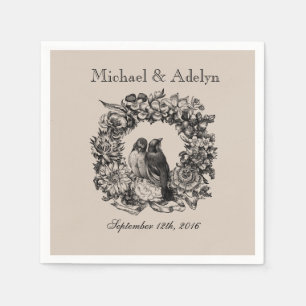 Personlig Love birds Napkins Bröllop WAN Pappersservett