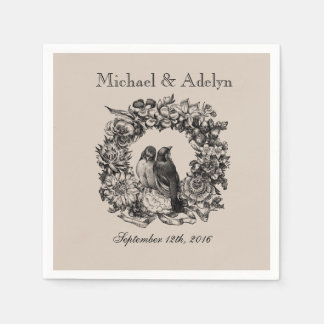Personlig Love birds Napkins Bröllop WAN Pappersservett