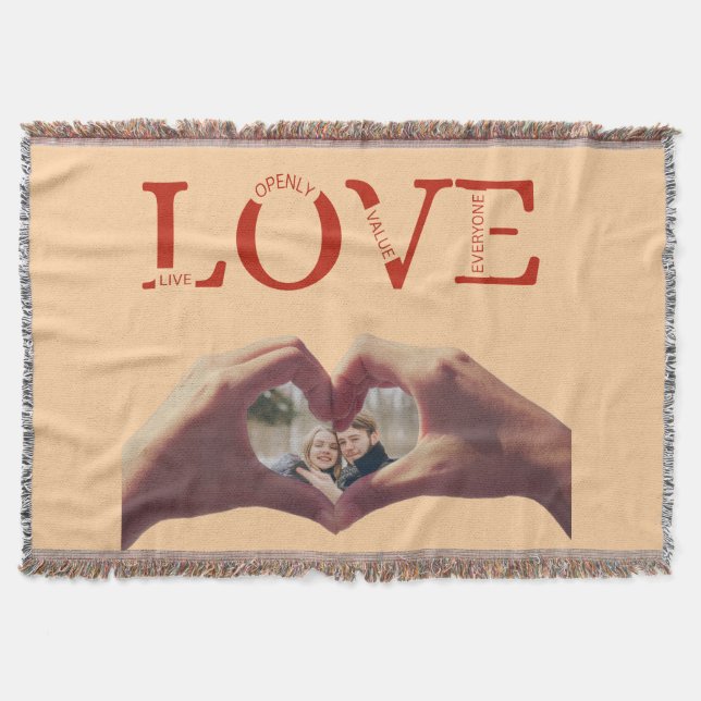 Personlig LOVE Förkortning Foto Filt (Framsidan)
