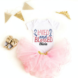 Personlig Loved and Blsed Girl T Shirt