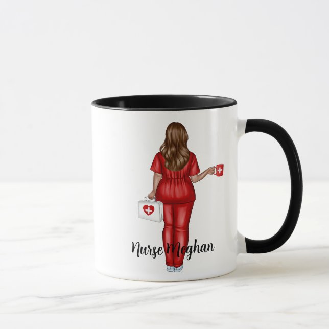 Personlig ’LPN Life’ sjuksköterska (Brown Hair) Mugg (Höger)