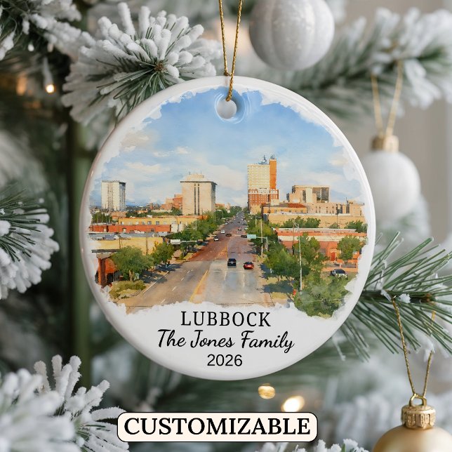 Personlig Lubbock-utsmyckning, anpassad Texas Julgransprydnad Keramik (Skapare uppladdad)