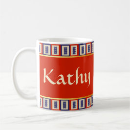 Personlig Lucky Blue Eight Wheel Mahjong Tile Kaffemugg