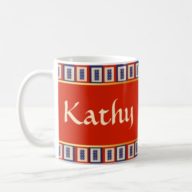 Personlig Lucky Blue Eight Wheel Mahjong Tile Kaffemugg (Vänster)