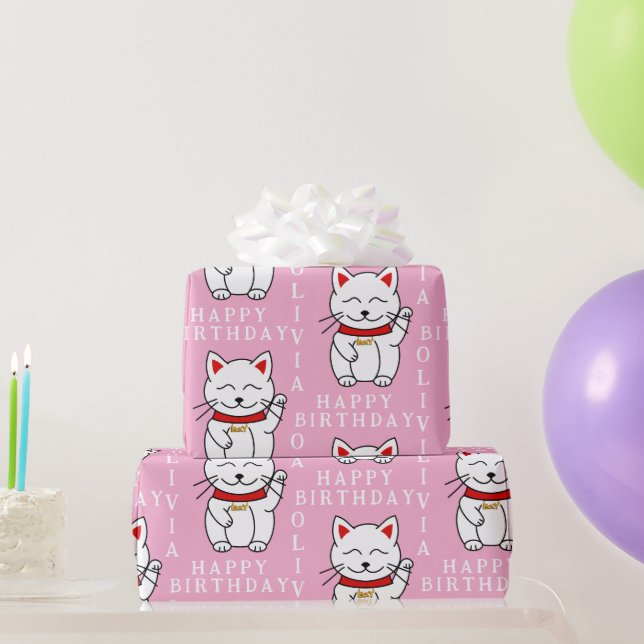 Personlig Lucky Cat Art Gift Wrapping Papper Presentpapper (Festgåvor)