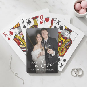 Personlig Lucky in Love bröllopspresent spelande Casinokort