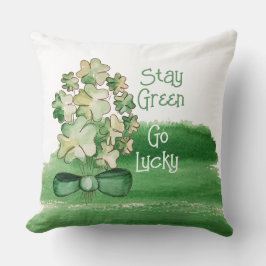 Personlig Lucky Shamrock Klöver Watercolor Kudde