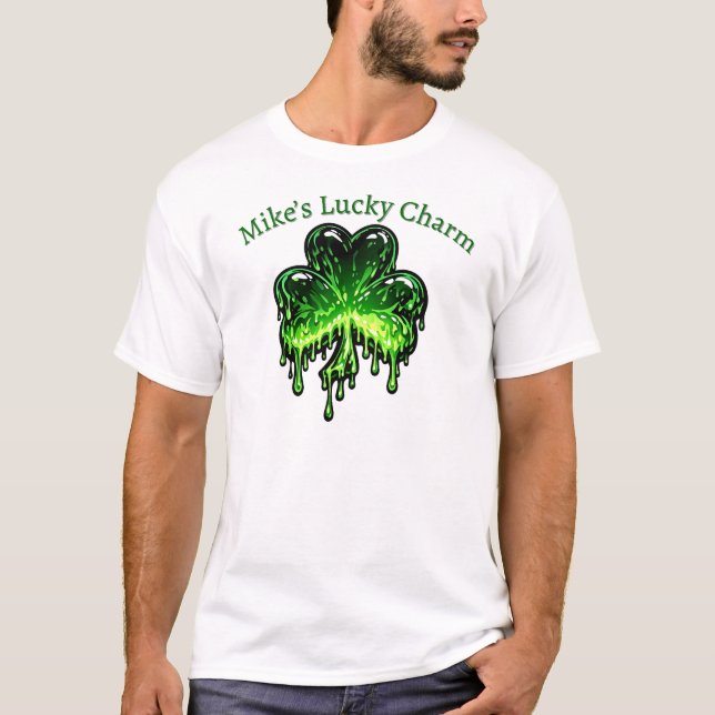 Personlig Lucky Shamrock St Patricks T-Shirt (Framsida)