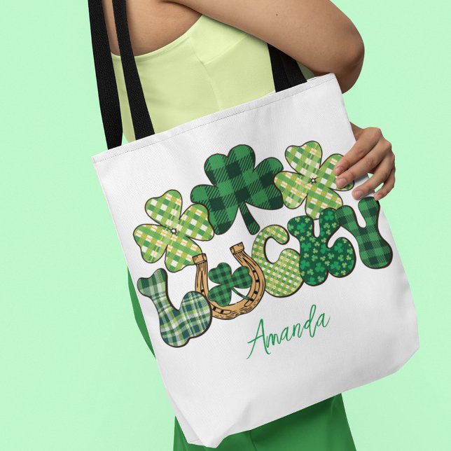 Personlig Lucky St patricks day Tygkasse (Personalized Lucky St Patricks Day Tote Bag)