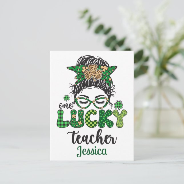 Personlig Lucky Teacher Vykort (Stående Fram)