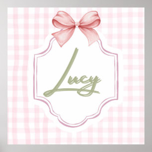 Personlig Lucy Baby Girl Förlossningsbåge & Gingha Poster