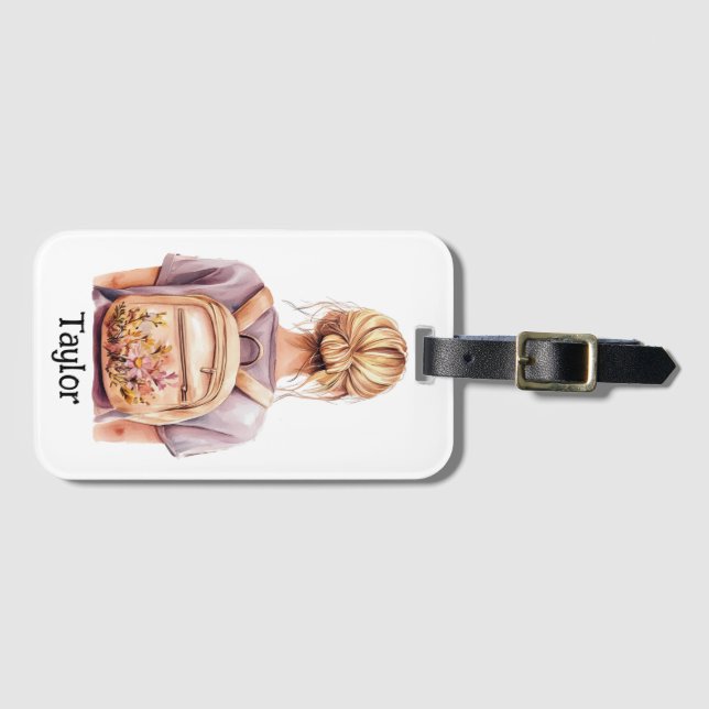 Personlig Luggage Tag - Blonde Woman Bagagebricka (Framsida horisontal)