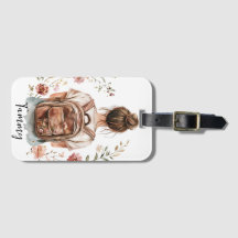 Personlig Luggage Tag - Brunette Woman