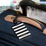 Personlig Luggage Tag för Svarta och vita Rand Bagagebricka<br><div class="desc">Ren,  modern svartvit rand,  fullt anpassade med namn och kontaktuppgifter. Tappa aldrig ur väskan igen!</div>