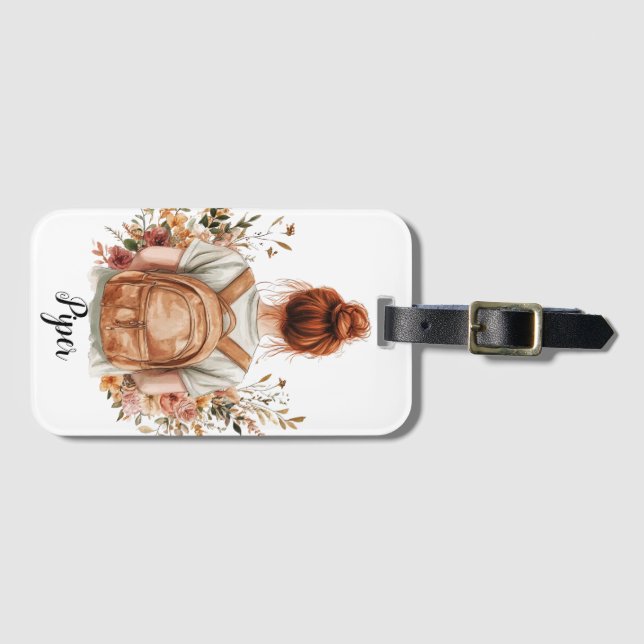 Personlig Luggage Tag-Red-Hearing Woman Bagagebricka (Framsida horisontal)