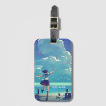 Personlig Luggage Tag Whimsical Japansk Art